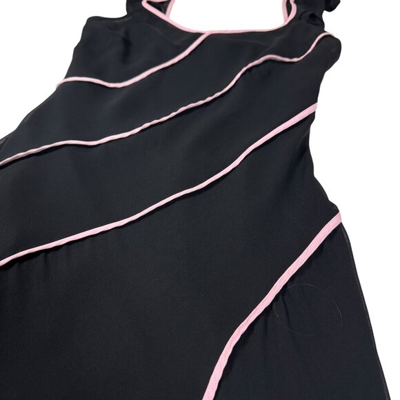 VTG Y2K Asymmetrical Midi Dress Sz.S Black Chiffon Whimsigoth Dark Fairy Event - Picture 13 of 14